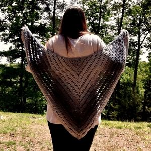 Crocheted grey ombre shawl